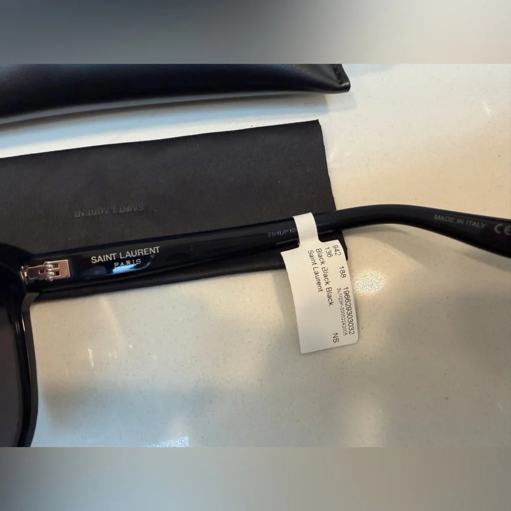 Brand New!Saint Laurent YSL 58mm Sunglasses in Black/Black with Gold Hardware